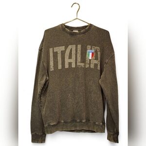 Italia sweatshirt size L souvenir d'italy green, army green, Olive, distressed
